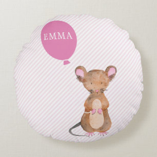 Cute Wood Mouse Gepersonaliseerd Kinder Sierkussen Rond Kussen