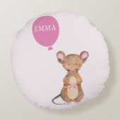 Cute Wood Mouse Gepersonaliseerd Kinder Sierkussen Rond Kussen (Achterkant)