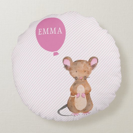 Cute Wood Mouse Gepersonaliseerd Kinder Sierkussen Rond Kussen (Achterkant)