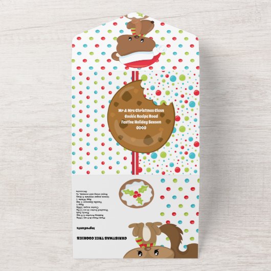 Cute woodbaars met kerstkoekjesrecept all in one uitnodiging (Buitenkant)