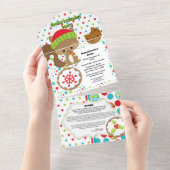 Cute woodbaars met kerstkoekjesrecept all in one uitnodiging (Afscheurbaar)