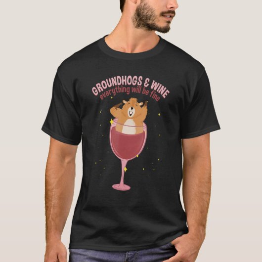 Cute Woodchuck Day Groundhogs & Wine T-shirt (Voorkant)