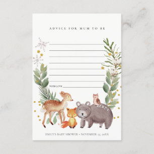 Cute Woodland Animal Advice voor Baby shower Informatiekaartje