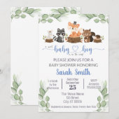 Cute Woodland Animal Baby Boy Shower Kaart (Voorkant / Achterkant)