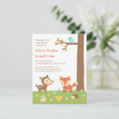 Cute Woodland Animal Baby shower Kaart (Staand voorkant)