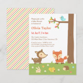 Cute Woodland Animal Baby shower Kaart (Voorkant / Achterkant)