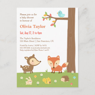 Cute Woodland Animal Baby shower Kaart