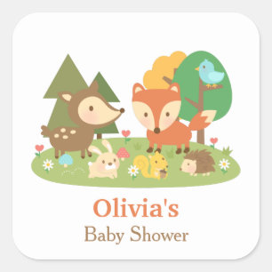 Cute Woodland Animal Baby shower Party Labels