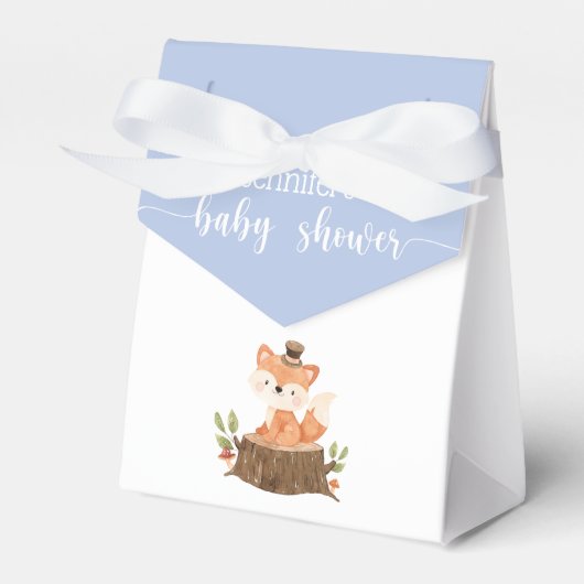 Cute Woodland Animal Blue Baby Shower Bedankdoosjes (Voorkant Zijde)