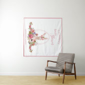 Cute Woodland Animal Bunny Floral Name Wandkleed (In Situ (horizontaal))