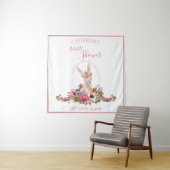 Cute Woodland Animal Bunny Floral Name Wandkleed (In situ)