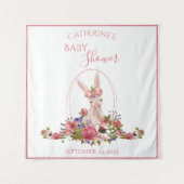 Cute Woodland Animal Bunny Floral Name Wandkleed (Voorkant)