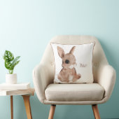 Cute Woodland Animal Bunny Rabbit Name Nursery Kussen (Stoel)