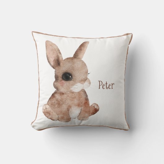 Cute Woodland Animal Bunny Rabbit Name Nursery Kussen (Voorkant)