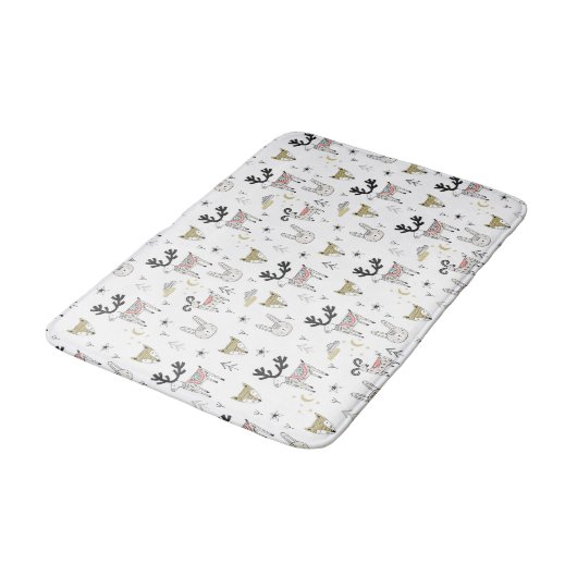 Cute Woodland Animal Doodle Pattern Badmat (Gekanteld)