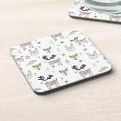 Cute Woodland Animal Doodle Pattern Bier Onderzetter (Linkerzijde)