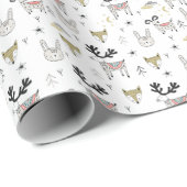 Cute Woodland Animal Doodle Pattern Cadeaupapier (Rol Hoek)