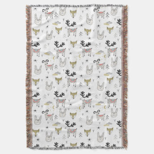 Cute Woodland Animal Doodle Pattern Deken