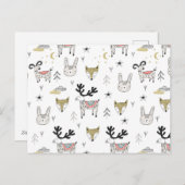 Cute Woodland Animal Doodle Pattern Feestdagenkaart (Voorkant / Achterkant)