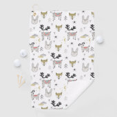Cute Woodland Animal Doodle Pattern Golfhanddoek (Insitu)
