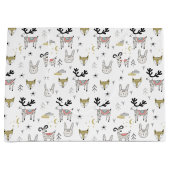 Cute Woodland Animal Doodle Pattern Groot Cadeauzakje (Voorkant)