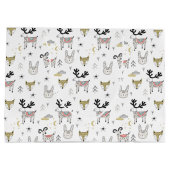 Cute Woodland Animal Doodle Pattern Groot Cadeauzakje (Achterkant)