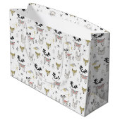 Cute Woodland Animal Doodle Pattern Groot Cadeauzakje (Achterkant Gekanteld)