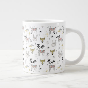 Cute Woodland Animal Doodle Pattern Grote Koffiekop