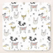 Cute Woodland Animal Doodle Pattern Kartonnen Onderzetters (Voorkant)