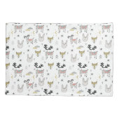 Cute Woodland Animal Doodle Pattern Kussensloop (Achterkant-Links)