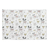 Cute Woodland Animal Doodle Pattern Kussensloop (Achterkant-Rechts)