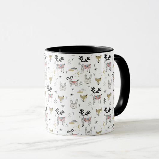 Cute Woodland Animal Doodle Pattern Mok (Voorkant rechts)