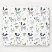 Cute Woodland Animal Doodle Pattern Muismat (Voorkant)