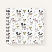 Cute Woodland Animal Doodle Pattern Notitieboek (Voorkant)