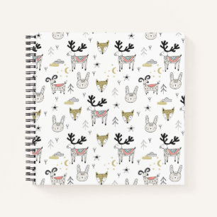 Cute Woodland Animal Doodle Pattern Notitieboek