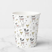 Cute Woodland Animal Doodle Pattern Papieren Bekers (Achterkant)