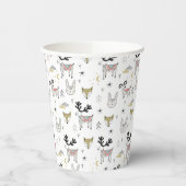 Cute Woodland Animal Doodle Pattern Papieren Bekers (Links)