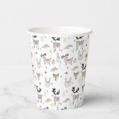 Cute Woodland Animal Doodle Pattern Papieren Bekers (Rechts)