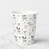 Cute Woodland Animal Doodle Pattern Papieren Bekers (Voorkant)