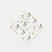 Cute Woodland Animal Doodle Pattern Servet (Hoek)