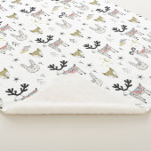 Cute Woodland Animal Doodle Pattern Sherpa Deken (3/4)