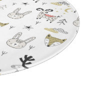 Cute Woodland Animal Doodle Pattern Snijplank (Hoek)