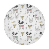Cute Woodland Animal Doodle Pattern Snijplank (Voorkant)
