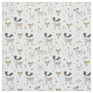 Cute Woodland Animal Doodle Pattern Stof