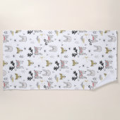Cute Woodland Animal Doodle Pattern Strandlaken (Voorkant)