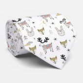 Cute Woodland Animal Doodle Pattern Stropdas (Opgerold)