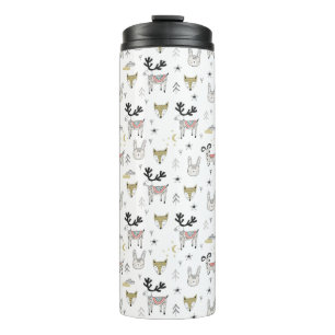 Cute Woodland Animal Doodle Pattern Thermosbeker