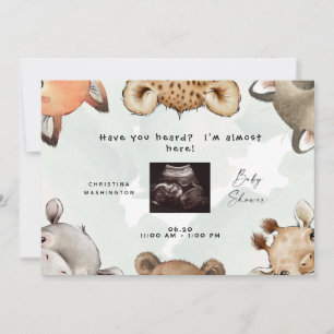 Cute Woodland Animal Ears Ultrasound Baby shower Kaart