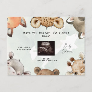 Cute Woodland Animal Ears Ultrasound Baby shower Uitnodiging Briefkaart