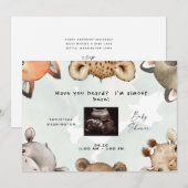 Cute Woodland Animal Ears Ultrasound Rond Invit Kaart (Voorkant / Achterkant)